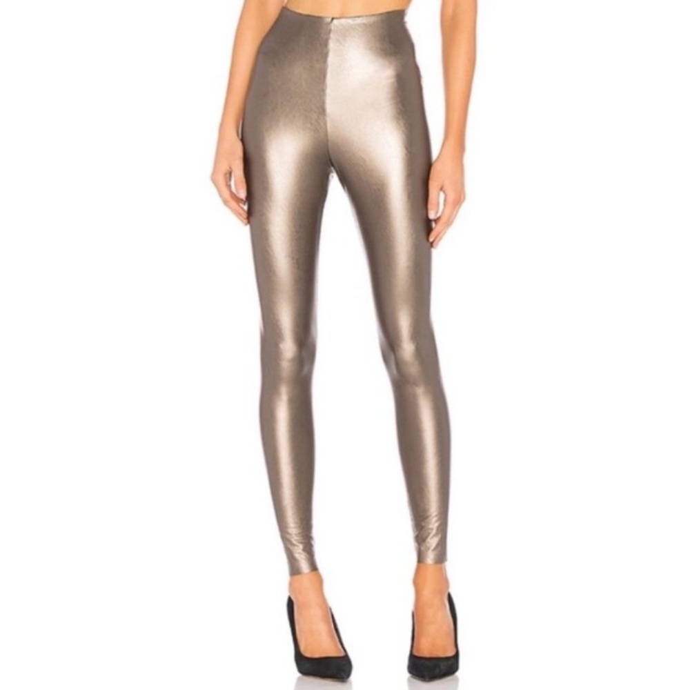 Commando Medium Womens Perfect Control Faux Leather Gold Slimming Leggings Pants